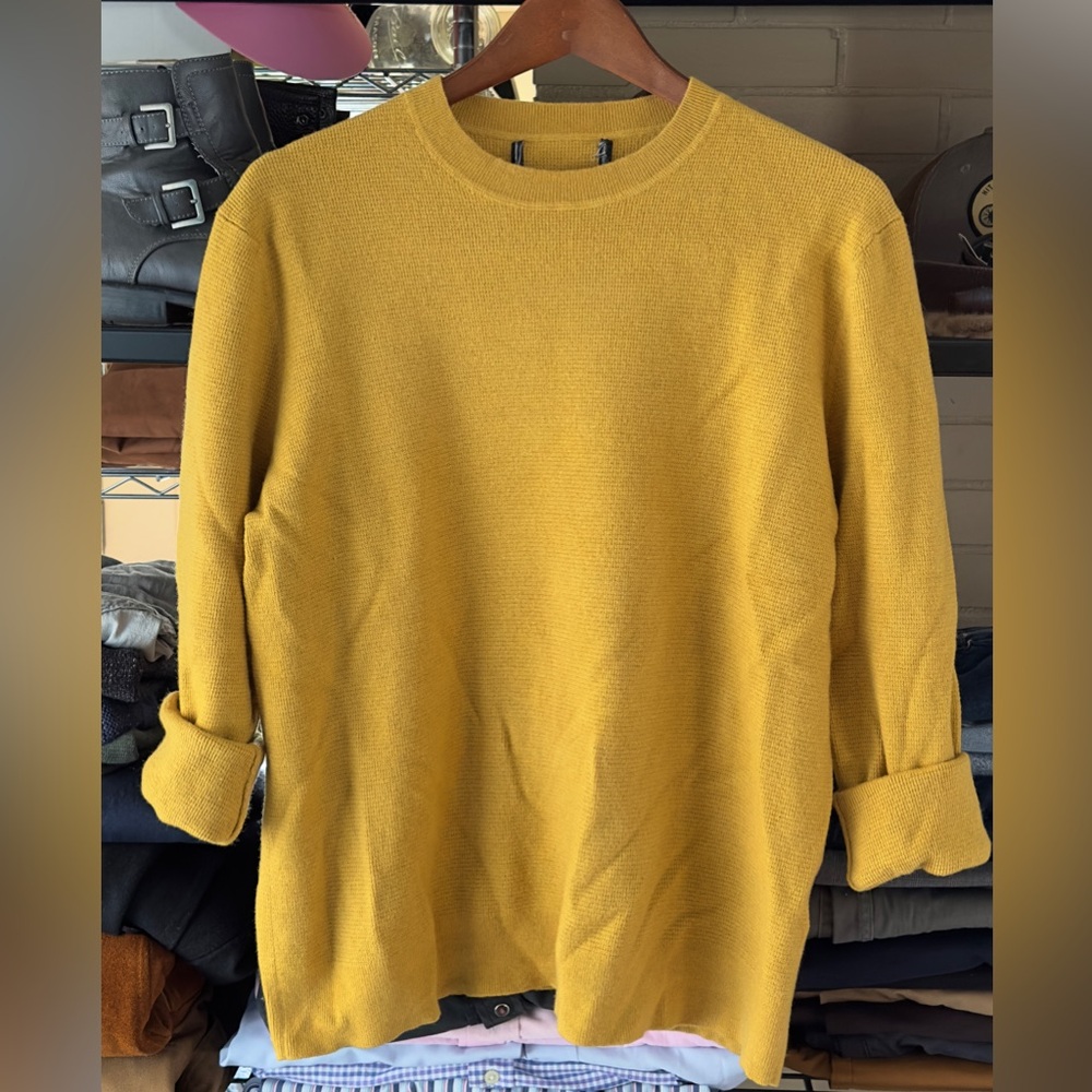 Merino Wool Yellow Crew Neck Sweater